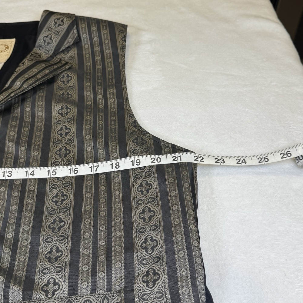 Vintage Wah Maker Mens L Western Vest Black Gold Brocade Made USA Cowboy - Picture 7 of 8